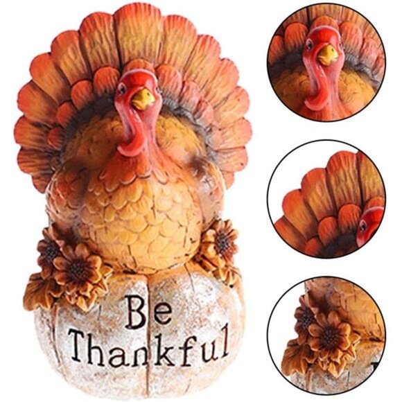 Thanksgiving Decorations Hand-Painted Turkey Pumpkin,Tabletop Turkey Fall Autumn - Picture 3 of 6